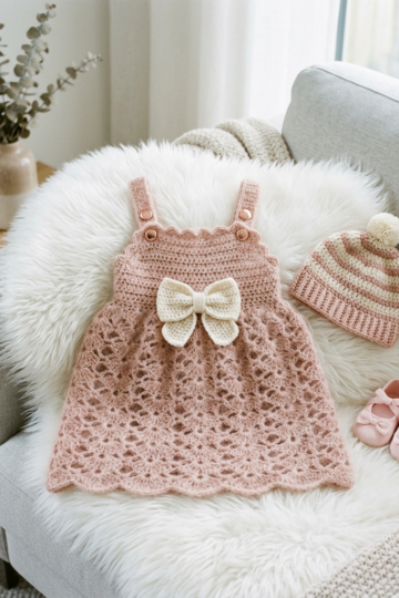 Blush Ballerina Baby Crochet Dress Free Pattern