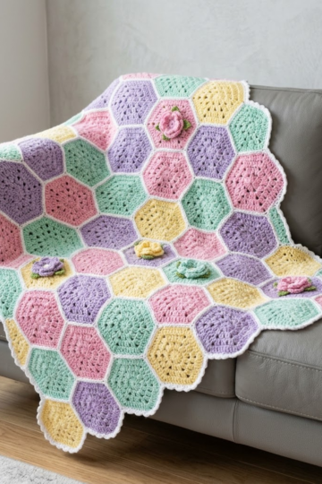 Spring Garden Hexagon Blanket Free Crochet Pattern
