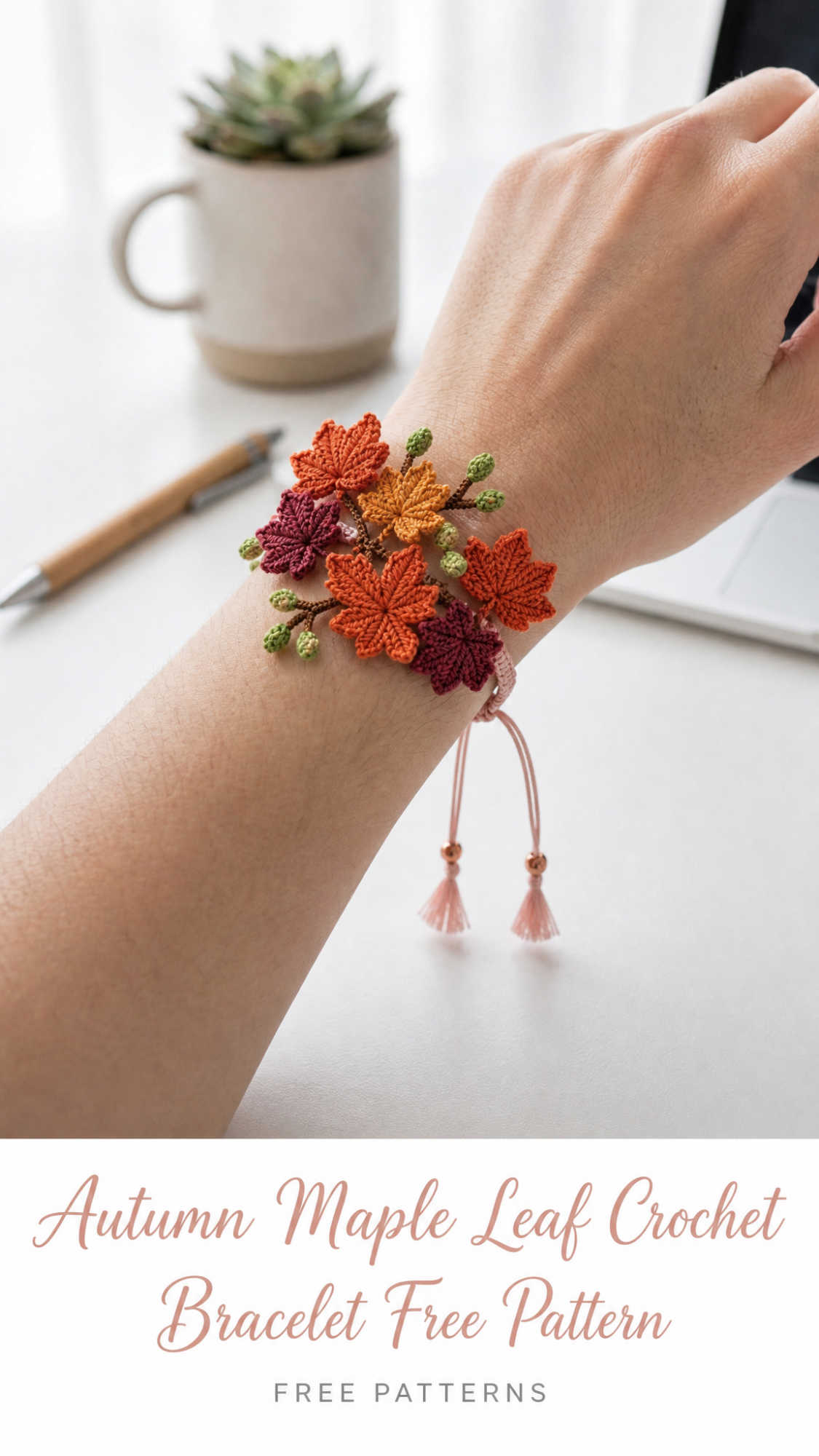Autumn Maple Leaf Crochet Bracelet Free Pattern