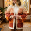 Autumn Sunset Ombre Granny Square Cardigan Free Pattern