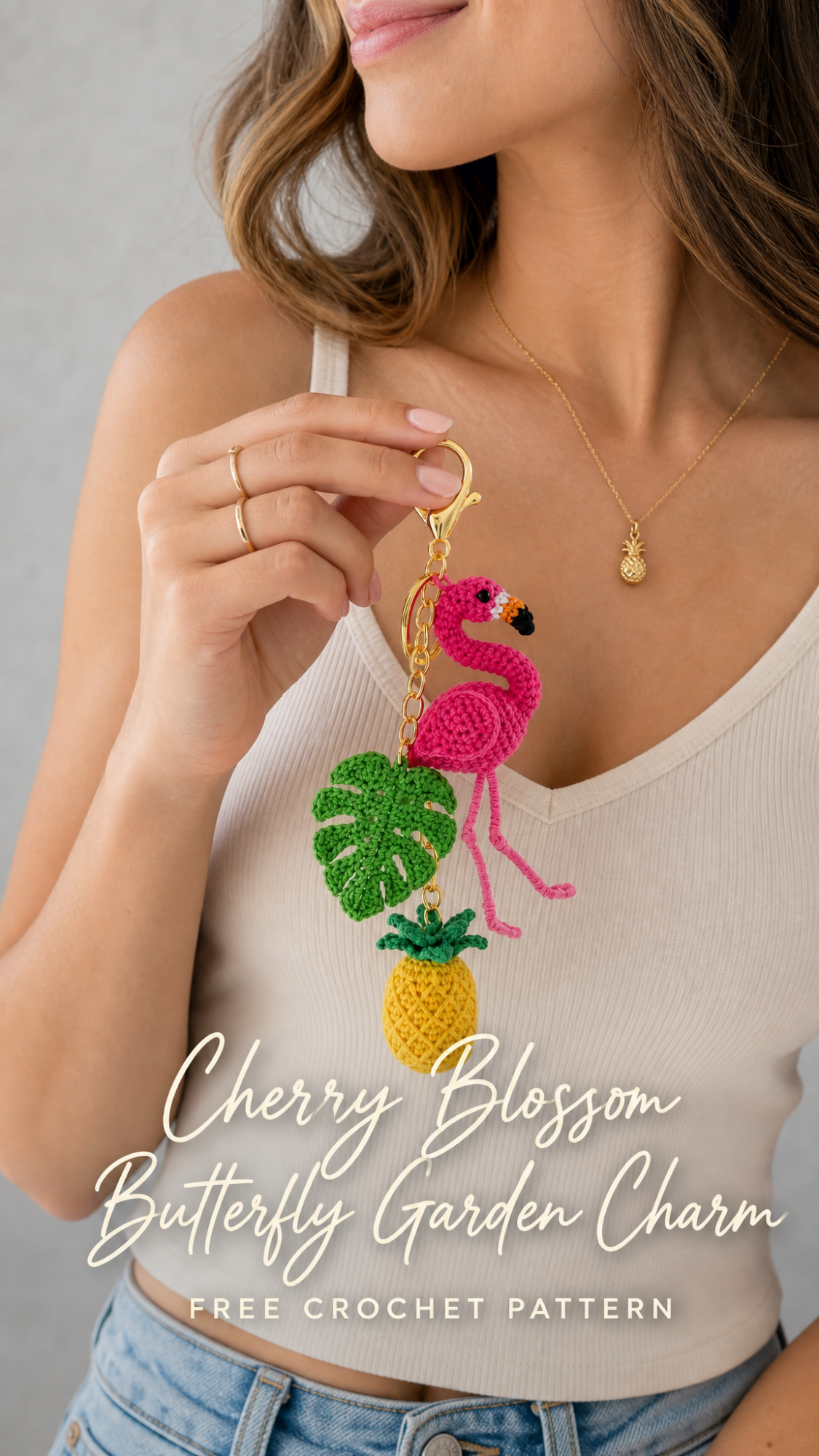Cherry Blossom Butterfly Garden Charm Free Crochet Pattern