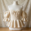 Creamy White Boho Peplum Sleeve Top Free Crochet Pattern