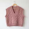 Dusty Rose Diamond Lattice Vest Free Crochet Pattern