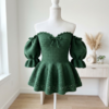 Forest Green Elegant Peplum Crochet Top Free Pattern