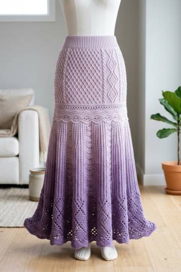 Lavender Purple Dreamy Lace Maxi Skirt Free Crochet Pattern