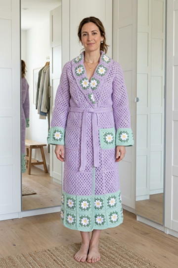 Lilac Dreams Floral Crochet Robe Free Pattern