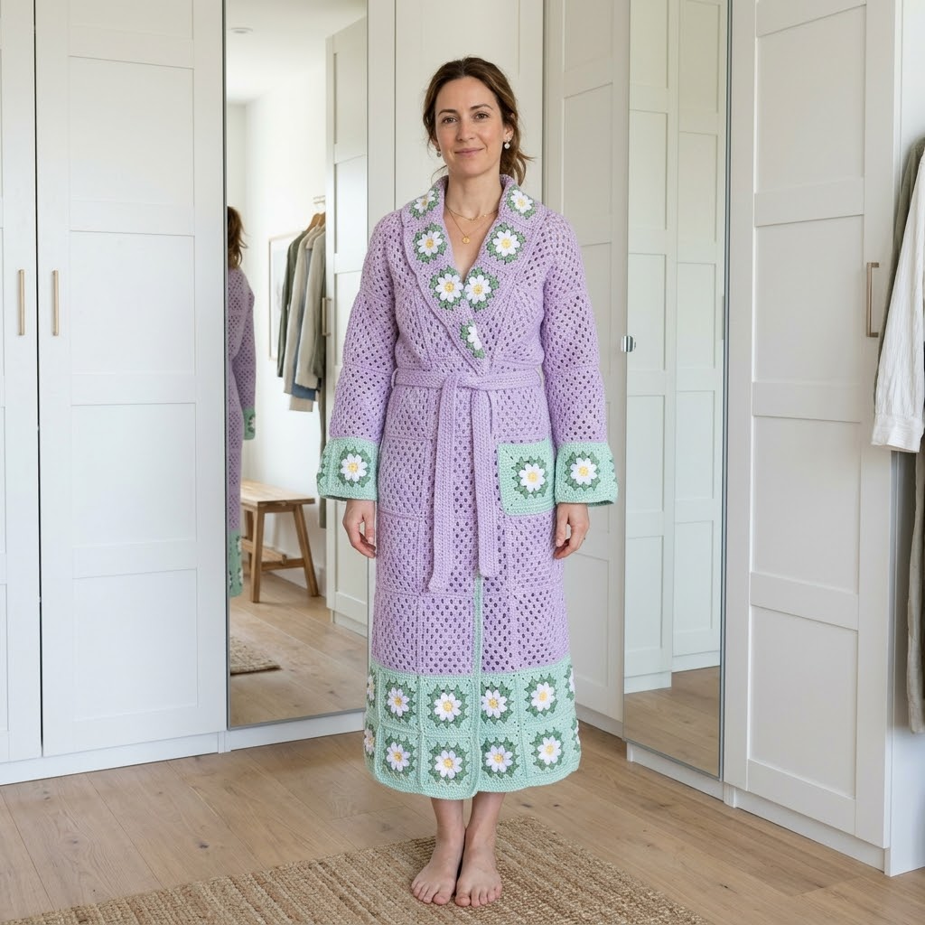 House Robe Free Pattern Lilac Dreams Floral Crochet Robe Free Pattern