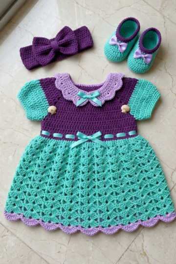 Little Mermaid Baby Dress Set Free Crochet Pattern