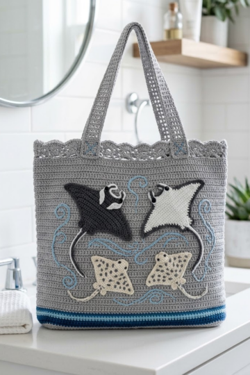 Manta Ray Crochet Beach Carryall Free Pattern