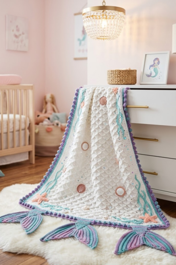 Mermaid Tail Sparkle Baby Blanket Free Crochet Pattern