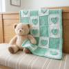 Mint Green Heart Granny Square Baby Blanket Free Crochet Pattern