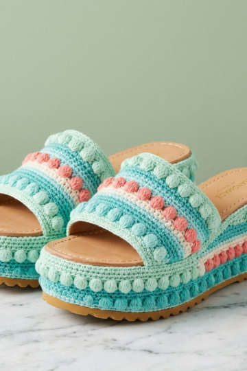Mint Seafoam Green Crochet Platform Wedge Sandals Pattern