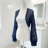 Navy Blue Open Weave Crochet Shrug Free Pattern