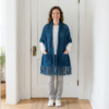 Ocean Blue Granny Square Pocket Shawl Free Crochet Pattern