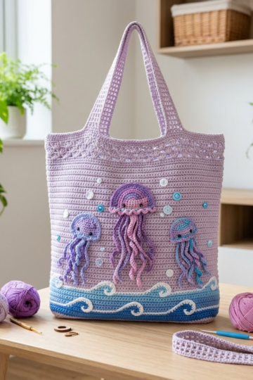 Ocean Jellyfish Crochet Market Bag Free Pattern
