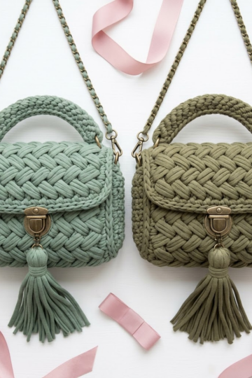 Sage Green Boho Braided Bag Free Crochet Pattern
