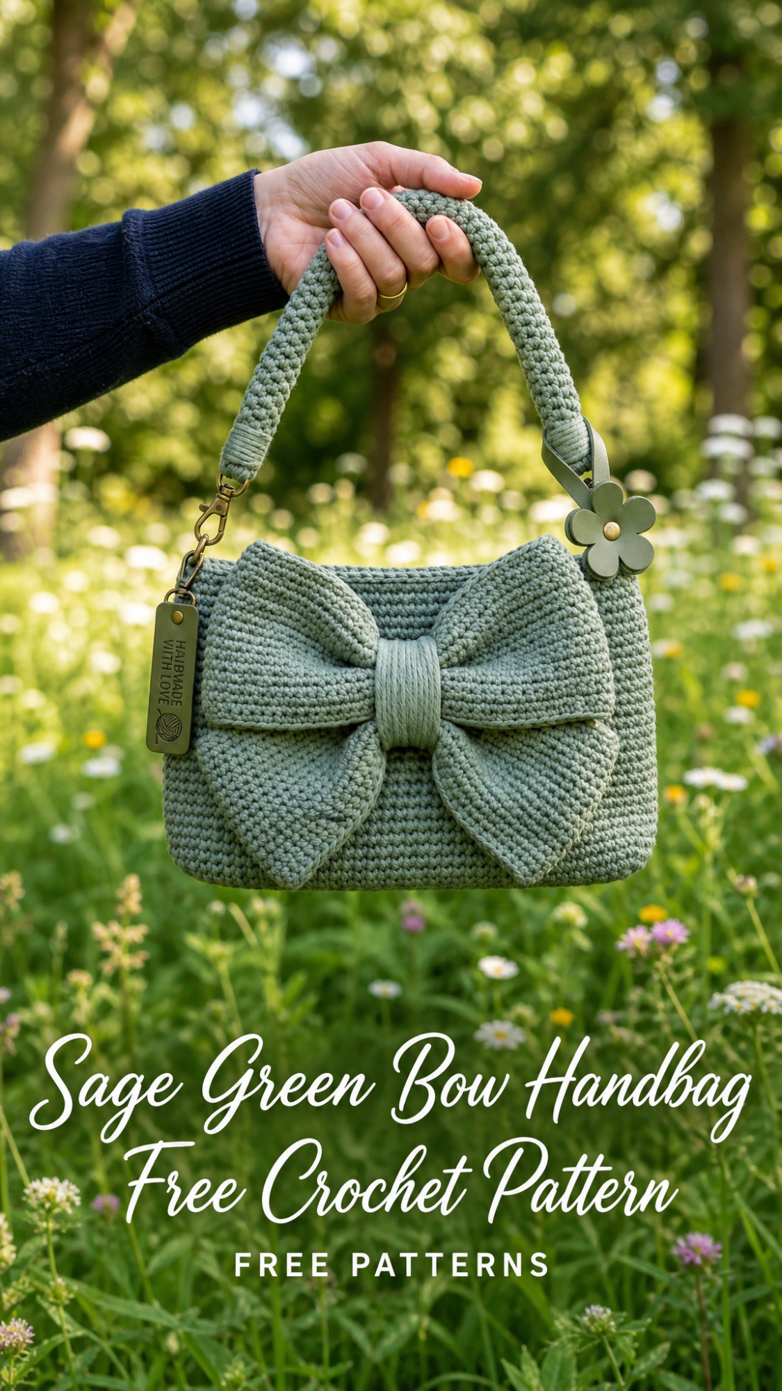 Sage Green Bow Handbag Free Crochet Pattern