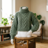 Sage Green Cable Knit Crop Sweater Free Crochet Pattern