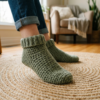 Sage Green Textured Slipper Socks Free Crochet Pattern