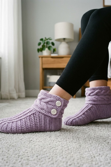 Soft Lavender Dream Slipper Boots Free Crochet Pattern