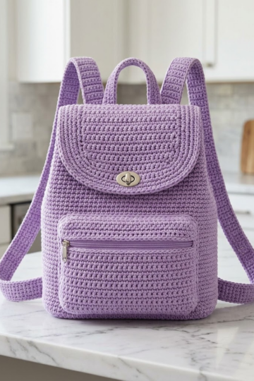 Soft Lavender Purple Crochet Backpack Free Pattern
