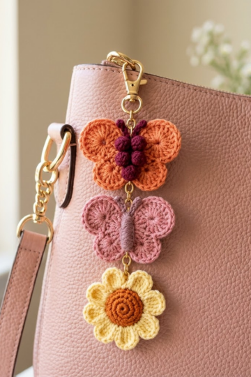 Sunset Ombre Butterfly Bloom Charm Free Crochet Pattern