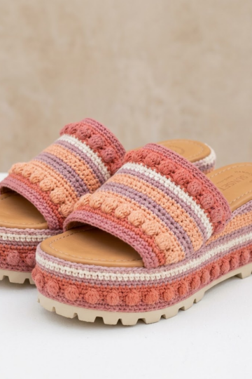 Sunset Pink Coral Crochet Platform Wedge Sandals Pattern