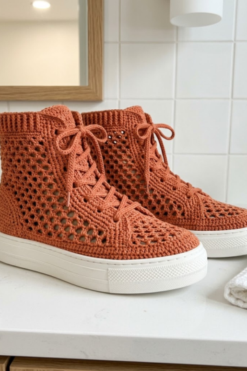 Terracotta Sunset Crochet Sneaker Boots Free Pattern