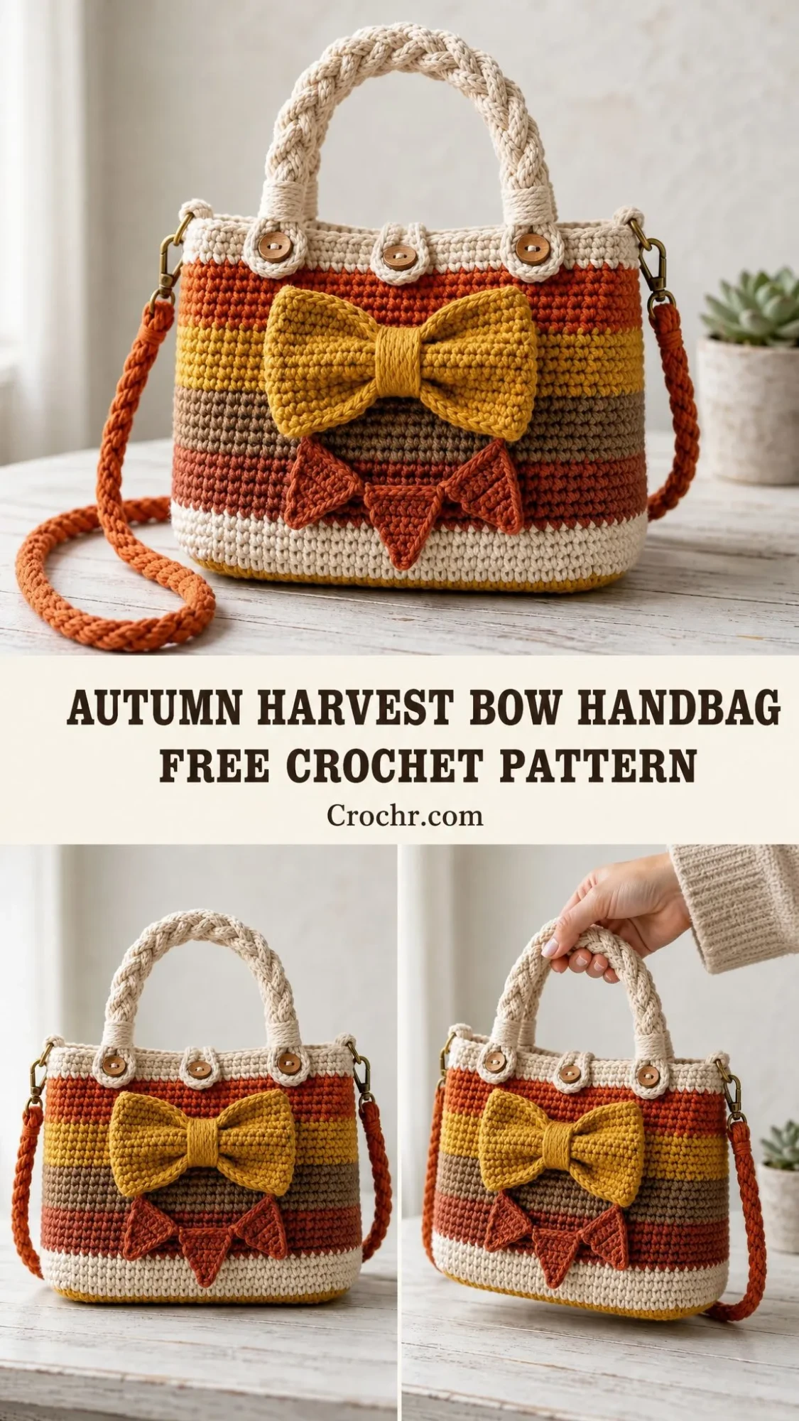Autumn Harvest Bow Handbag Free Crochet Pattern