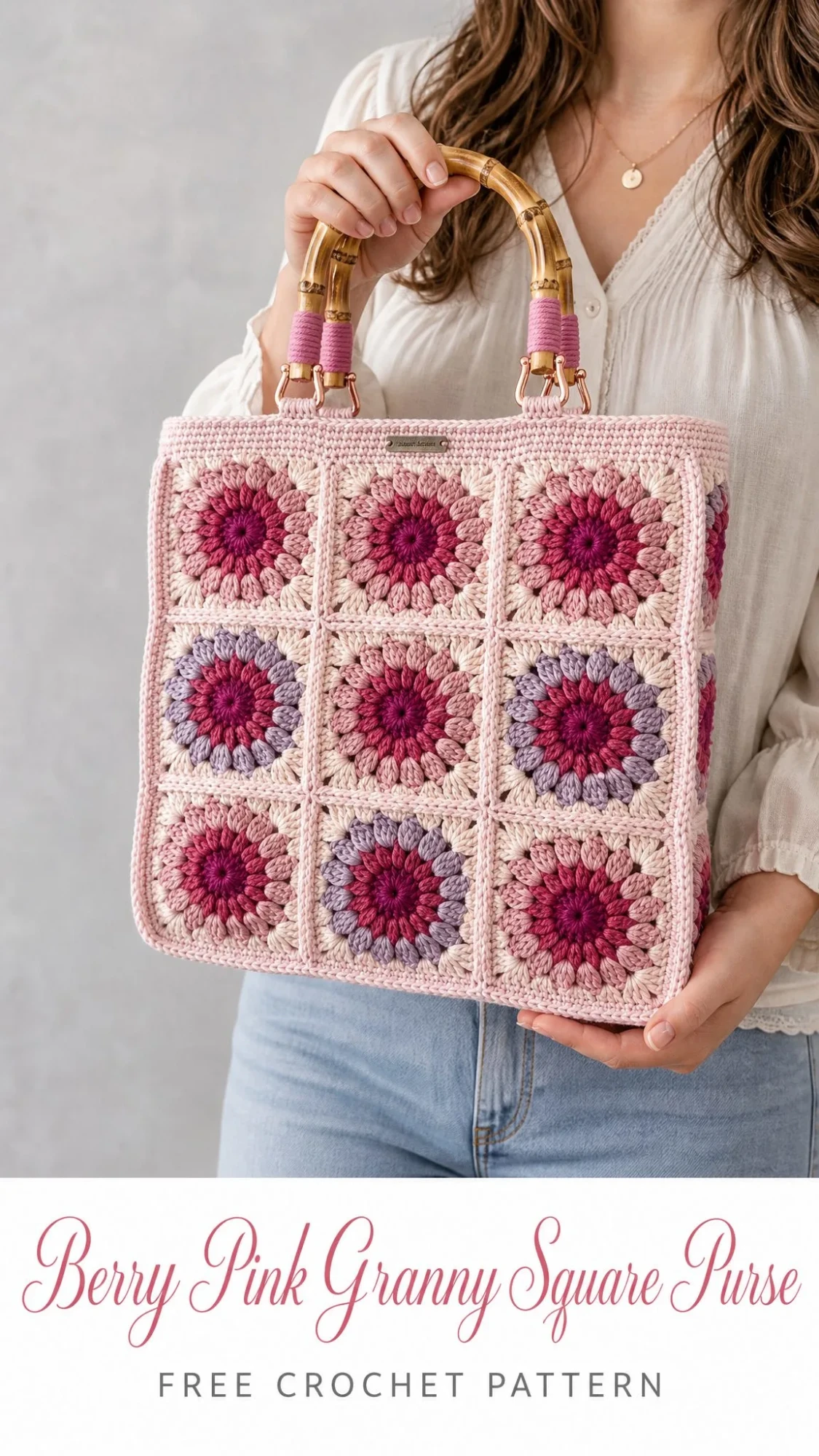 Berry Pink Granny Square Purse Free Crochet Pattern