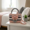 Blush and Grey Bow Purse Free Crochet Pattern