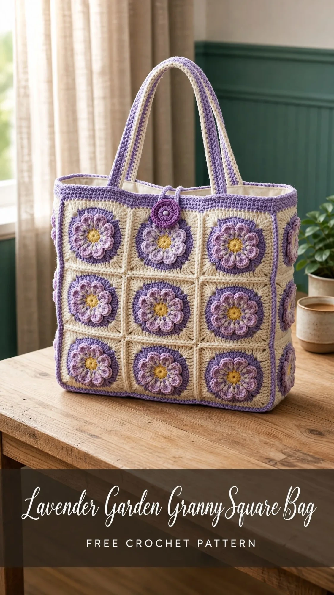 Lavender Garden Granny Square Bag Free Crochet Pattern