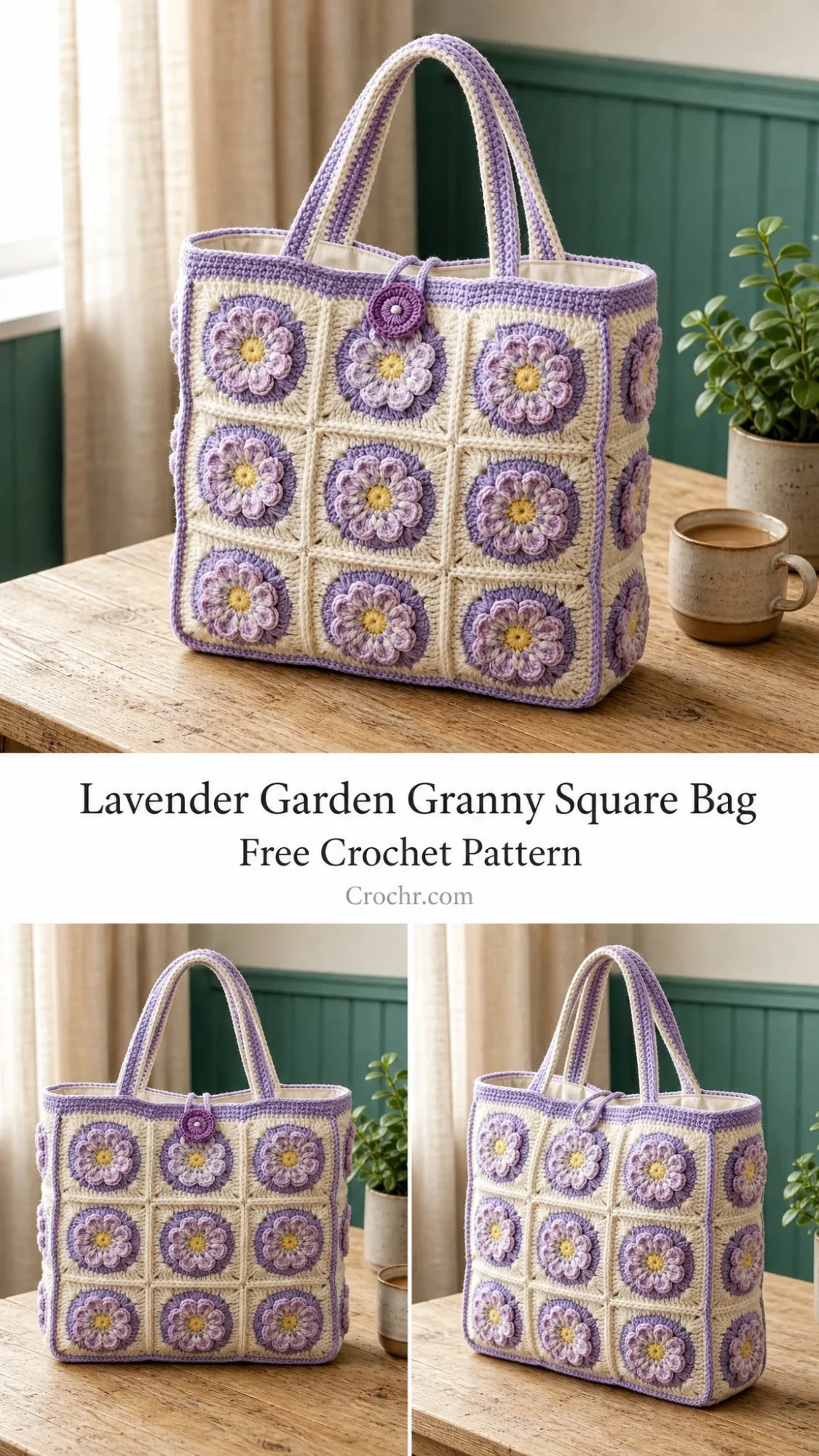 Lavender Garden Granny Square Bag Free Crochet Pattern