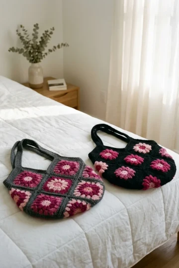 Midnight Garden Peony Motif Tote Free Crochet Pattern