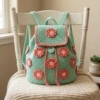 Mint Green Floral Crochet Backpack Free Pattern
