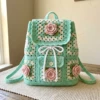 Mint Green Rose Drawstring Backpack Free Crochet Pattern