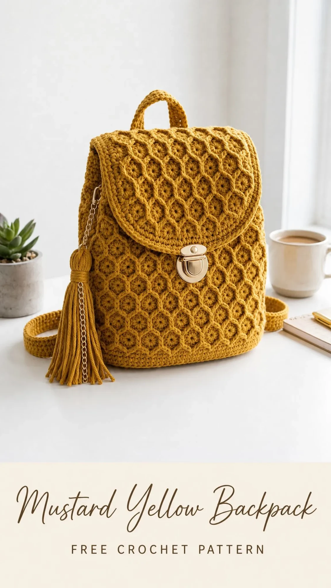 Mustard Yellow Backpack Free Crochet Pattern