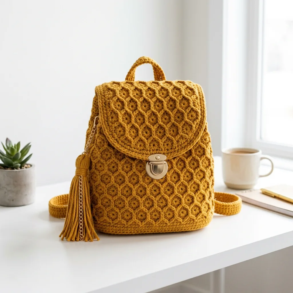 Mustard Yellow Backpack Free Crochet Pattern