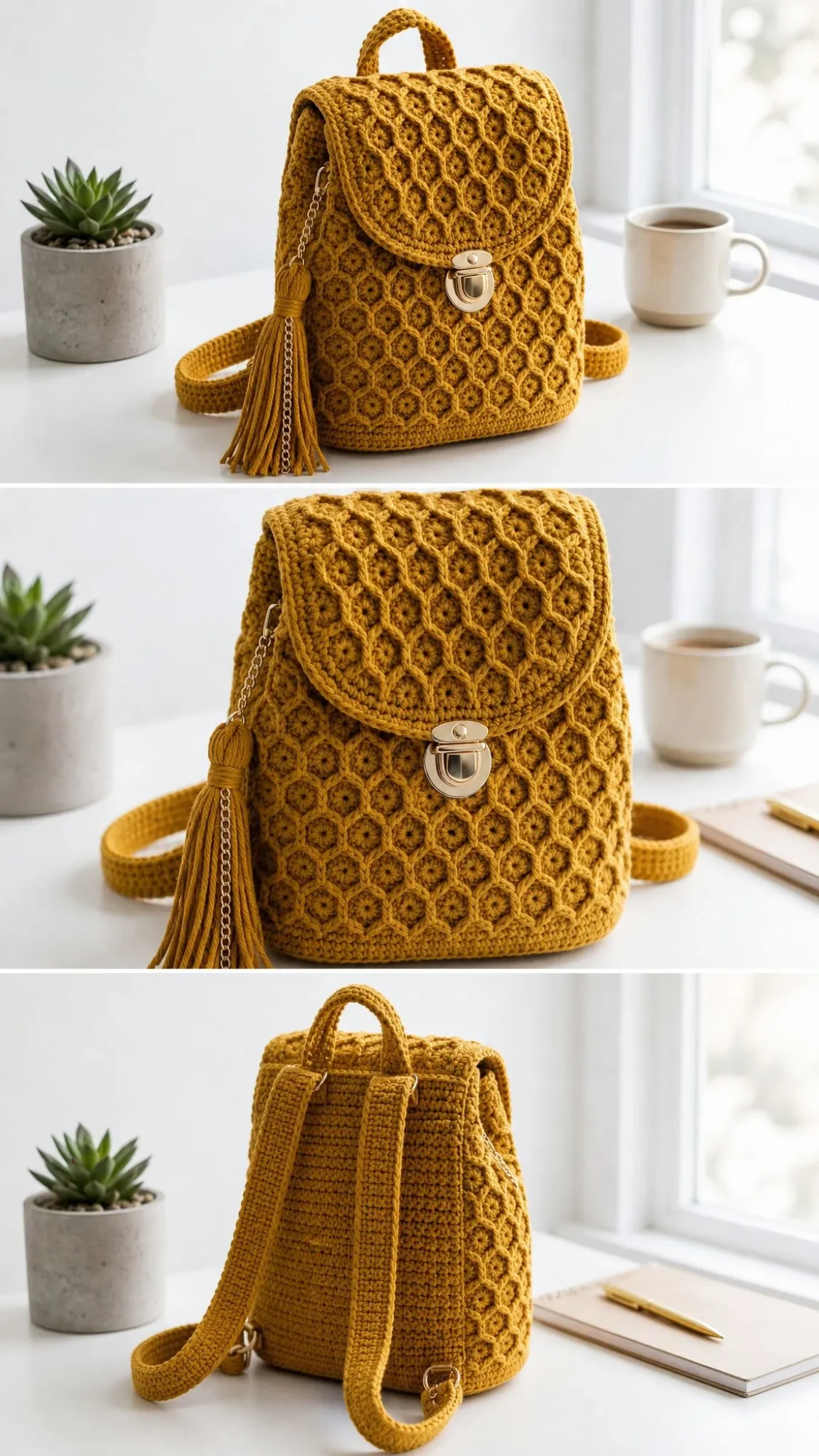 Mustard Yellow Backpack Free Crochet Pattern