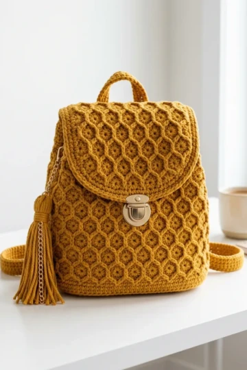Mustard Yellow Backpack Free Crochet Pattern