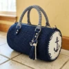 Navy Blue Nautical Barrel Purse Free Crochet Pattern
