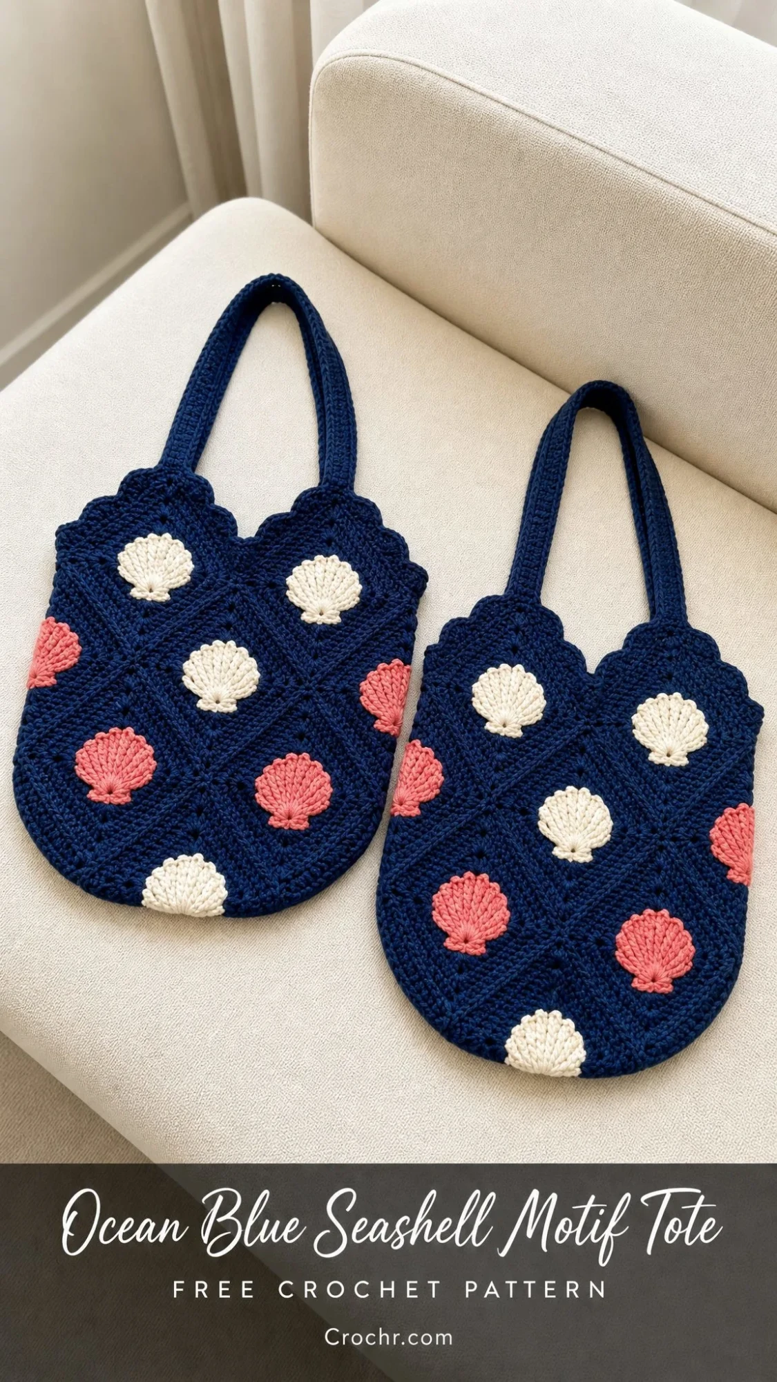 Ocean Blue Seashell Motif Tote Free Crochet Pattern