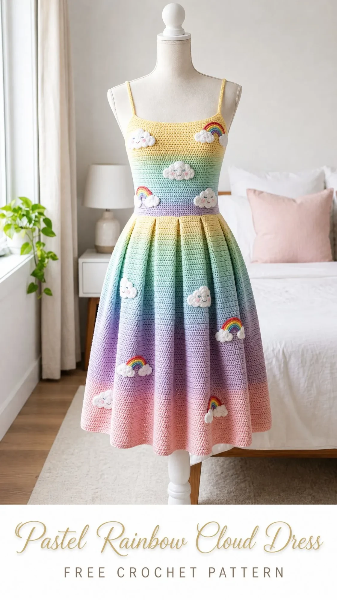 Pastel Rainbow Cloud Dress Free Crochet Pattern