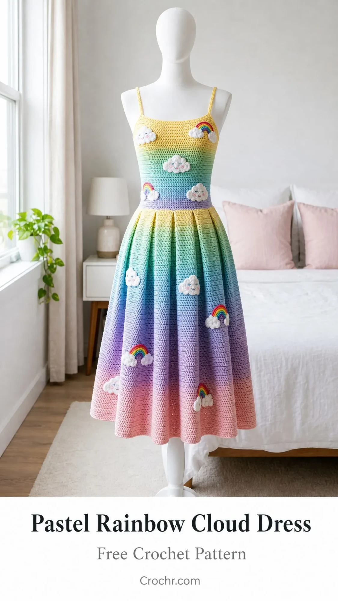 Pastel Rainbow Cloud Dress Free Crochet Pattern