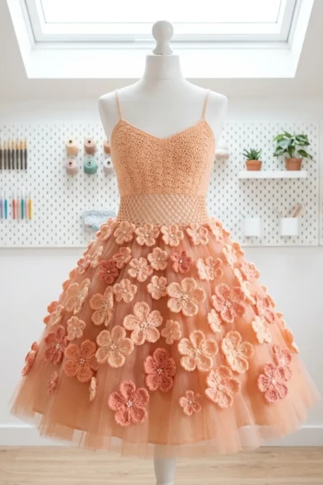 Peach Blossom Fairy Crochet Dress Free Crochet Pattern