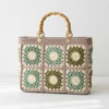Sage Green Granny Square Tote Free Crochet Pattern
