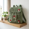Sage Green Mushroom Cottage Backpack Free Crochet Pattern
