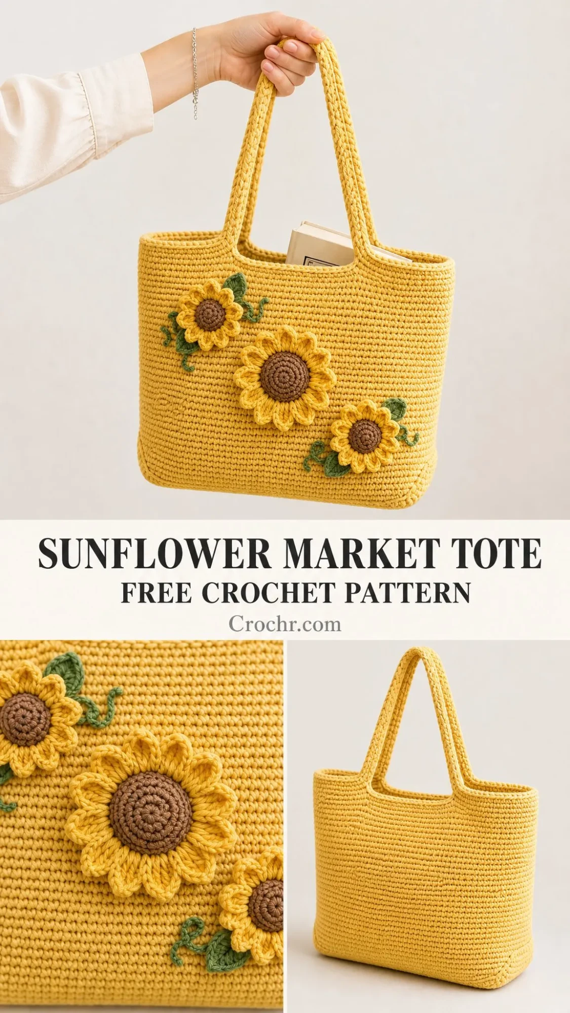 Sunflower Market Tote Free Crochet Pattern