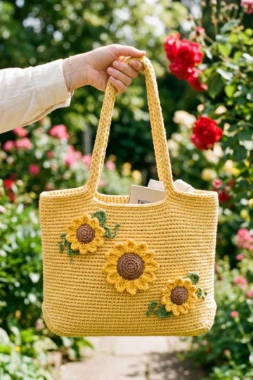 Sunflower Market Tote Free Crochet Pattern