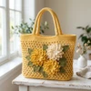 Sunny Yellow Dahlia Tote Free Crochet Pattern
